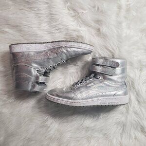 PUMA Sky II High Holographic Jr Youth Girls Shoes Silver Leather Sneaker